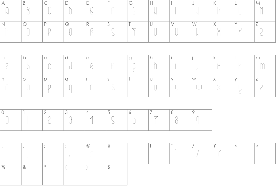 Ecliptic font character map preview