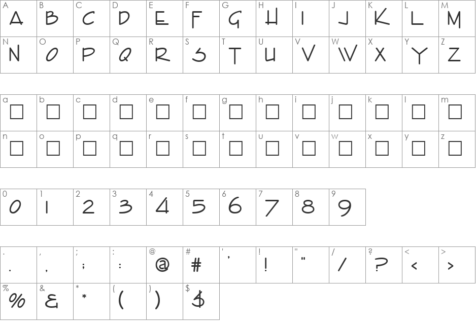 Eco font character map preview