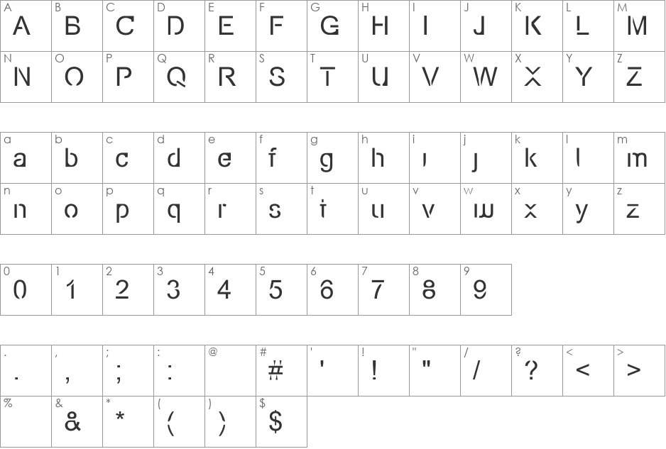 Eco-Files font character map preview