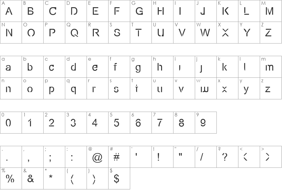 Eco-Files Rough font character map preview