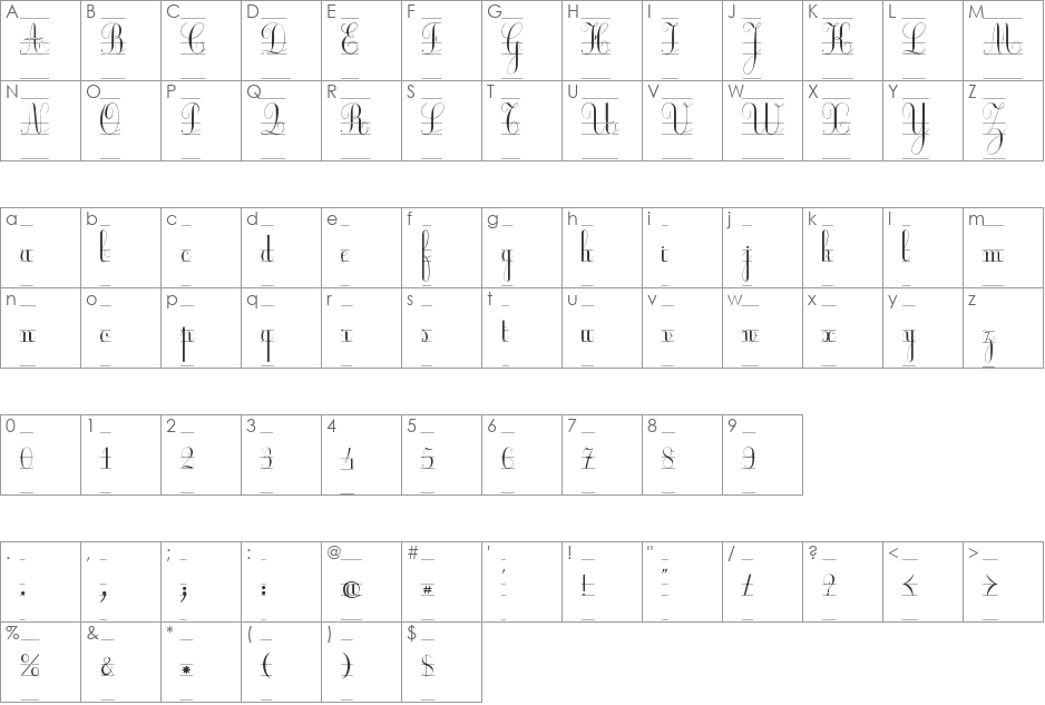 Ecolier_CP font character map preview