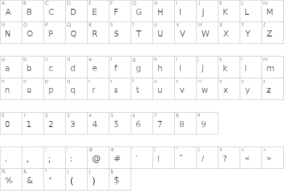 EcoLive font character map preview