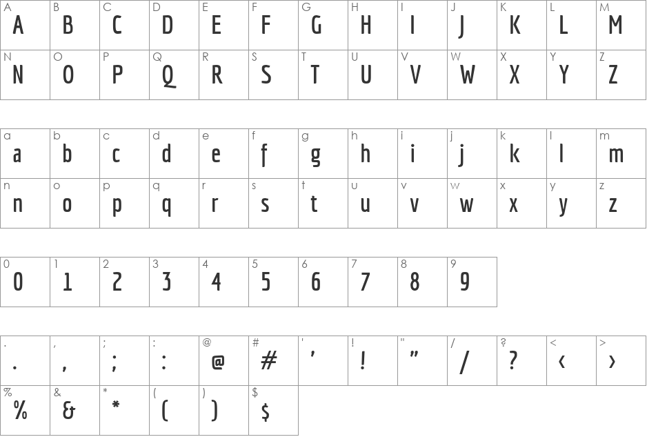 Economica font character map preview
