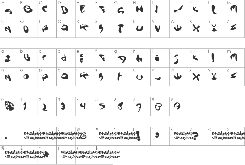 EctoBlaster font character map preview