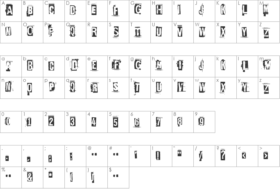 Ed Gein font character map preview