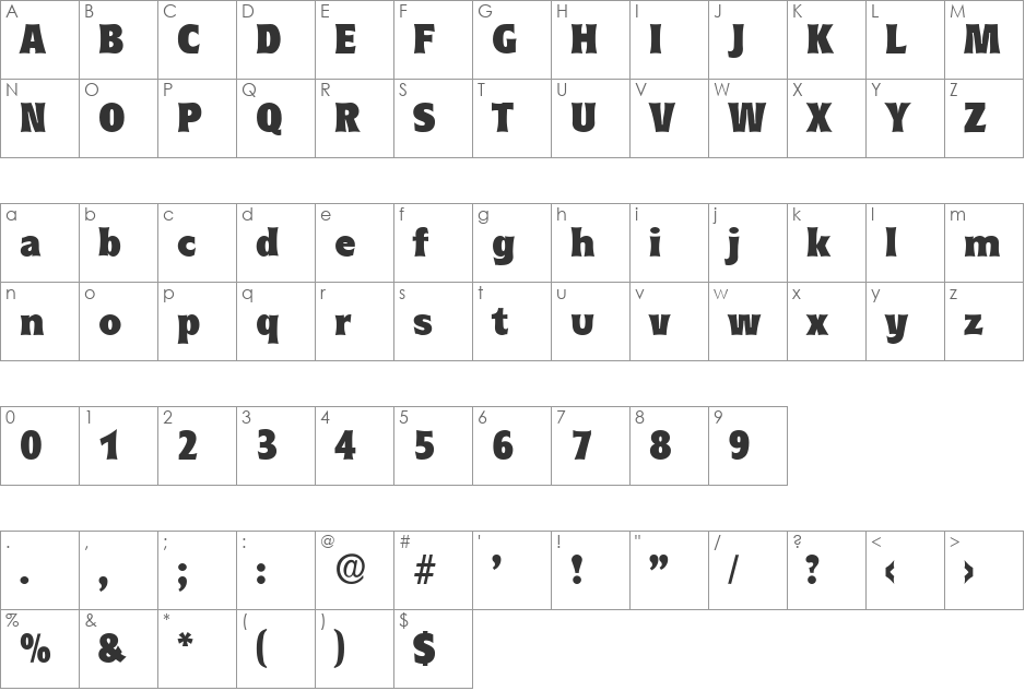 EddieBecker-Heavy font character map preview