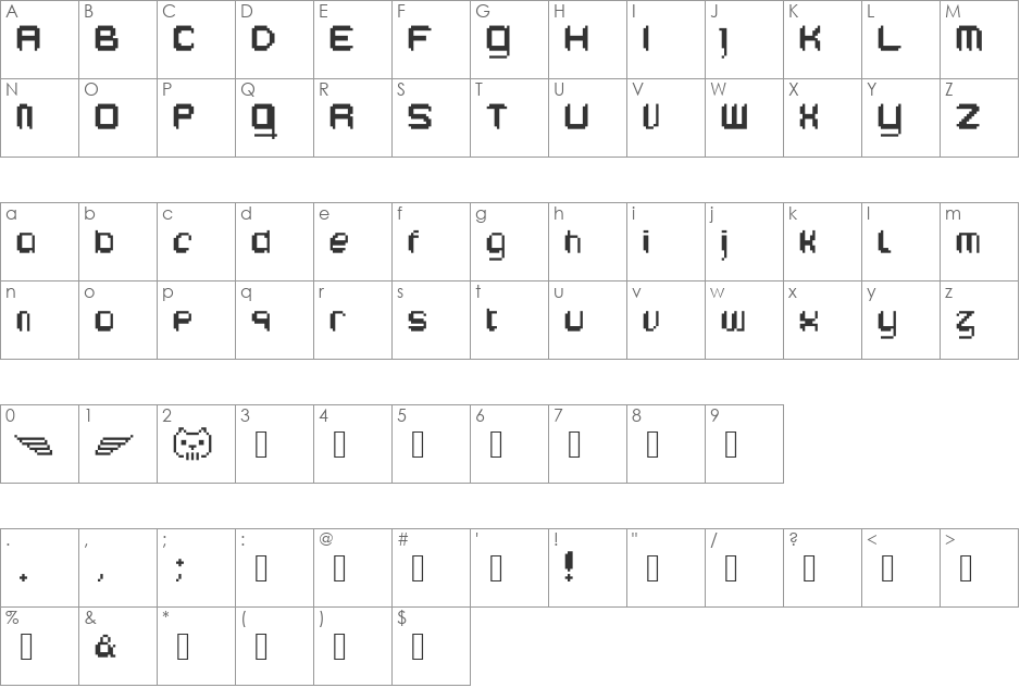 EdekaSupertoll font character map preview
