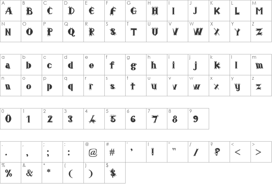 Eden font character map preview