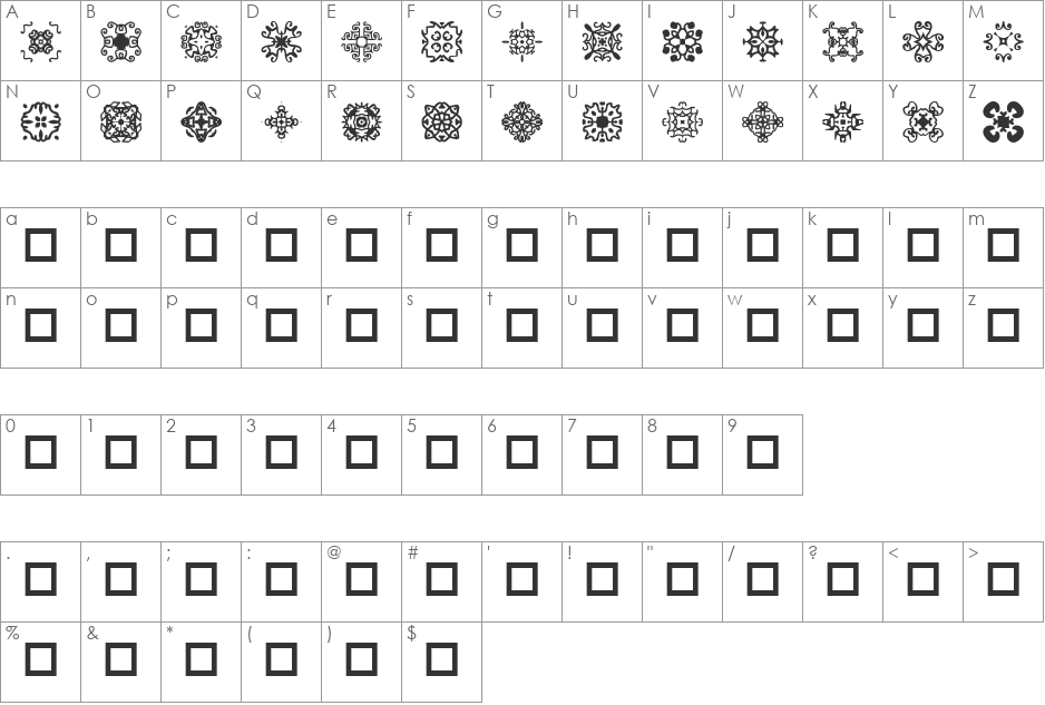edgers font character map preview