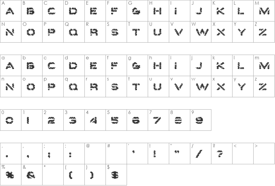 Edgewater font character map preview