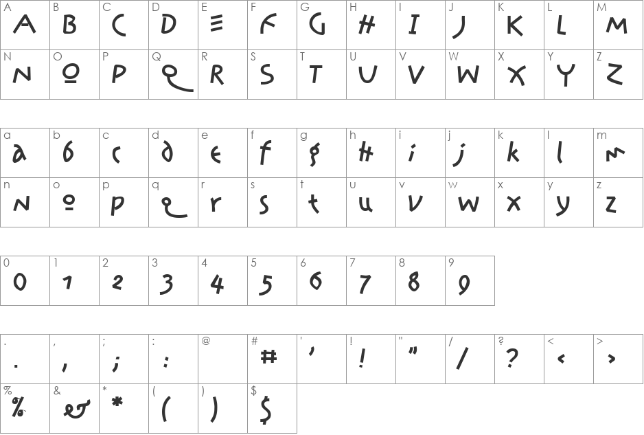 Amazon font character map preview