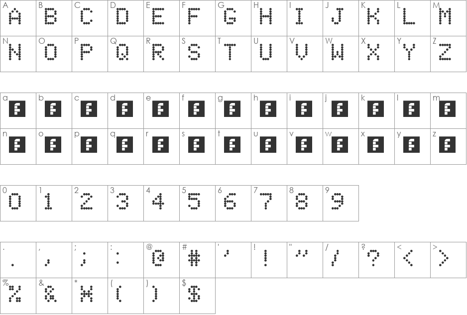 EDillinger font character map preview