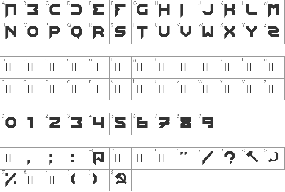 Edistys font character map preview