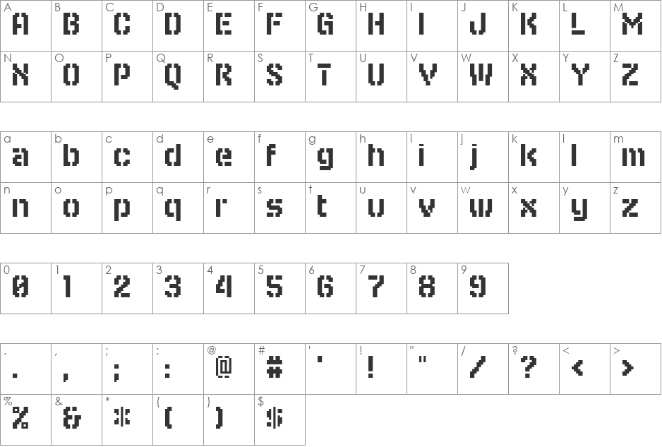 EDITION 12 font character map preview