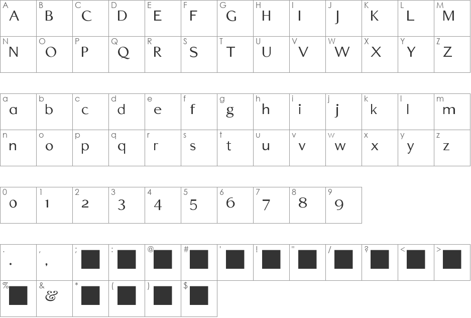 Edmundsbury font character map preview