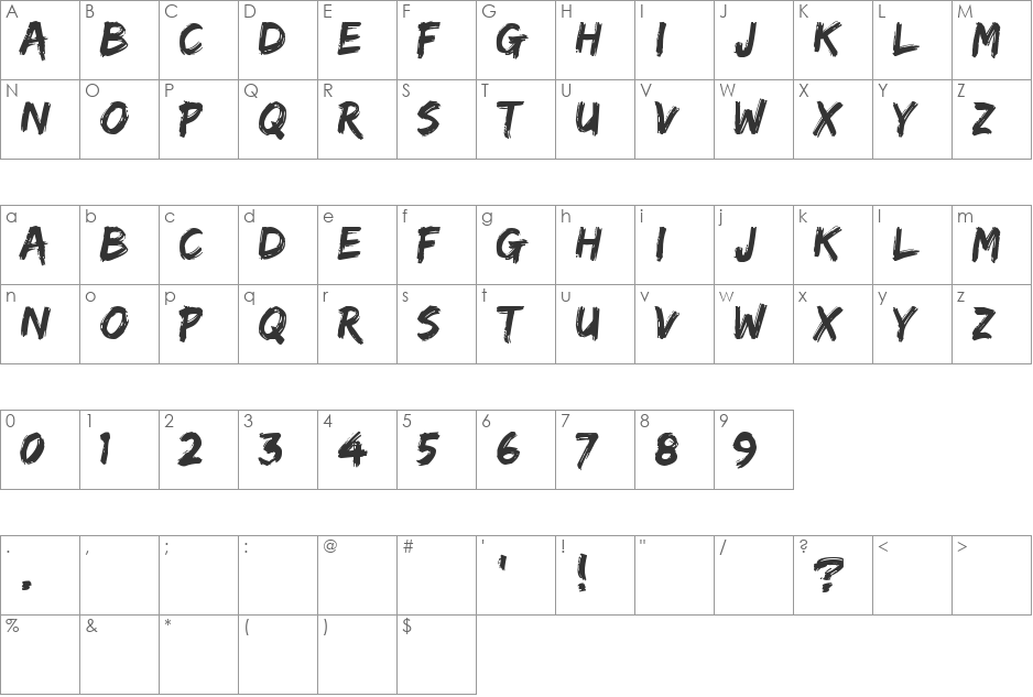 Edo font character map preview