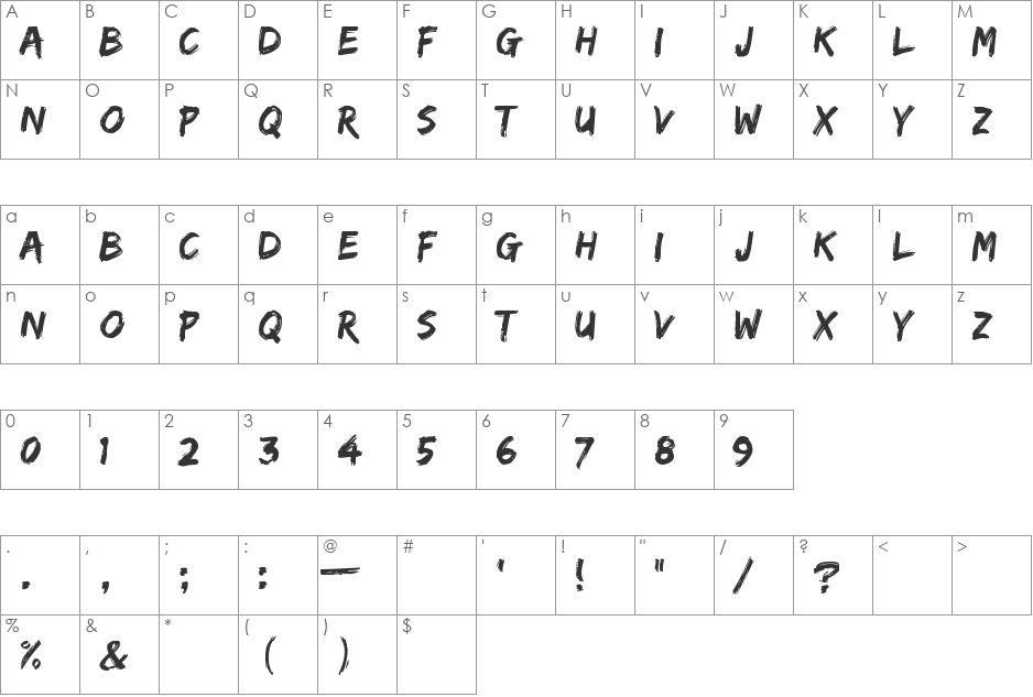 Edo SZ font character map preview