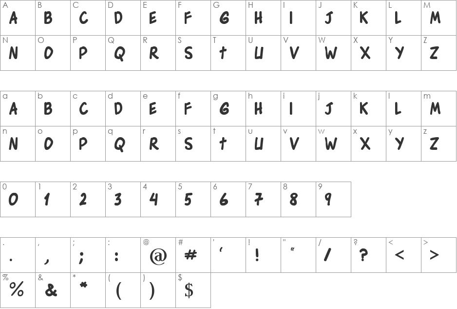 Edson_Comics_Bold font character map preview