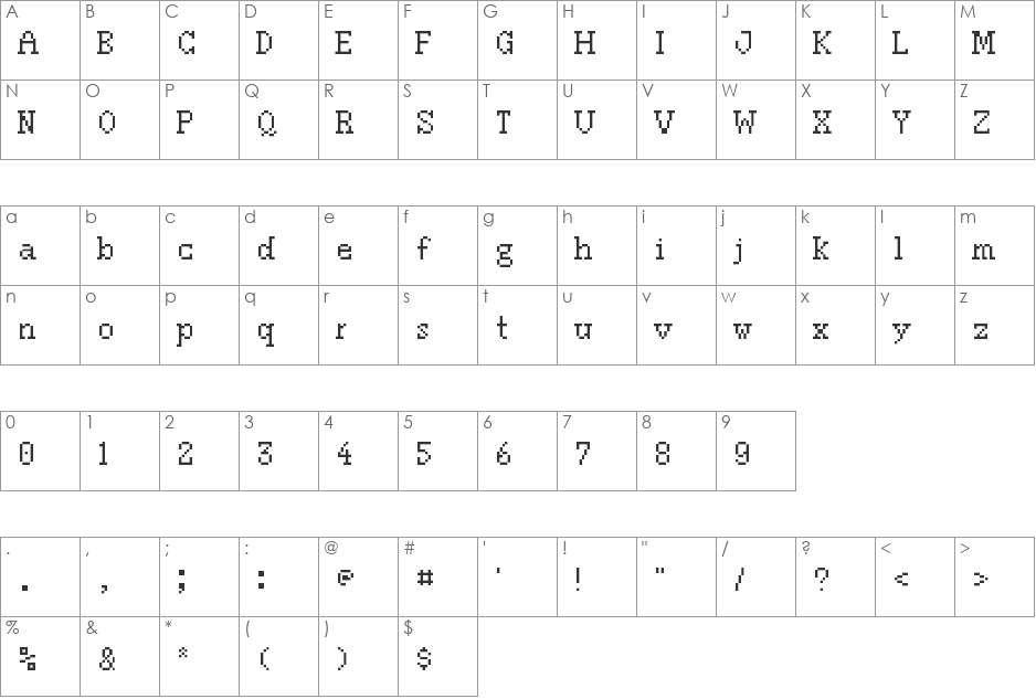 Edward font character map preview