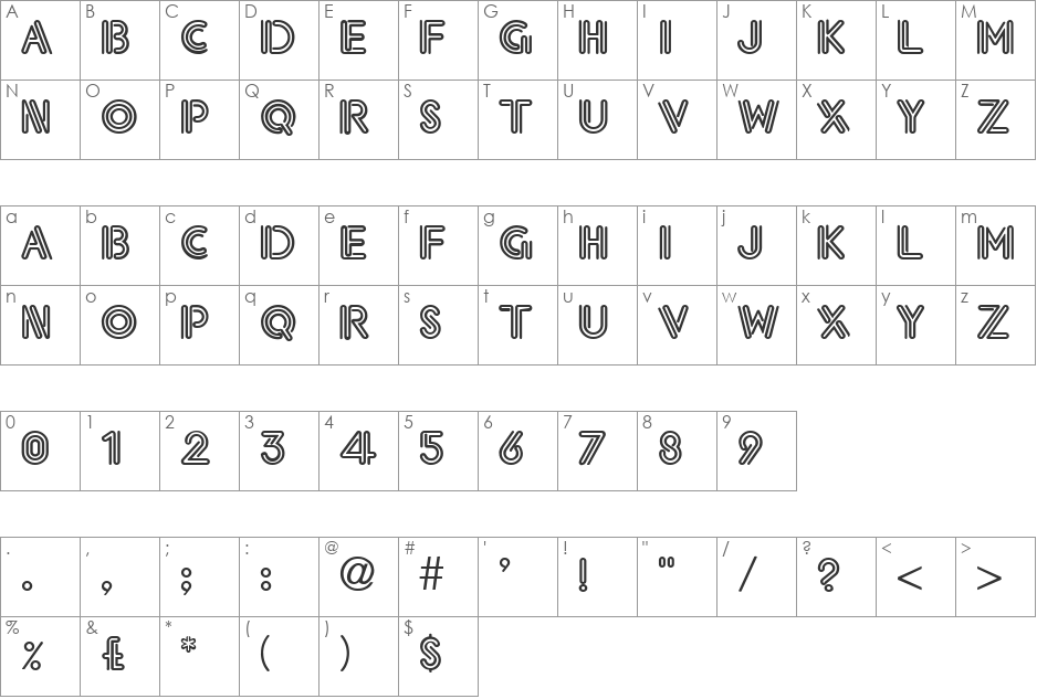EDWINA font character map preview