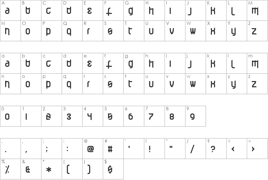 Effervescent Superbeings font character map preview