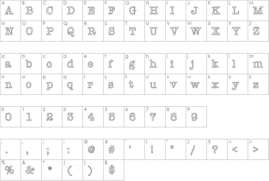 Effinground font character map preview
