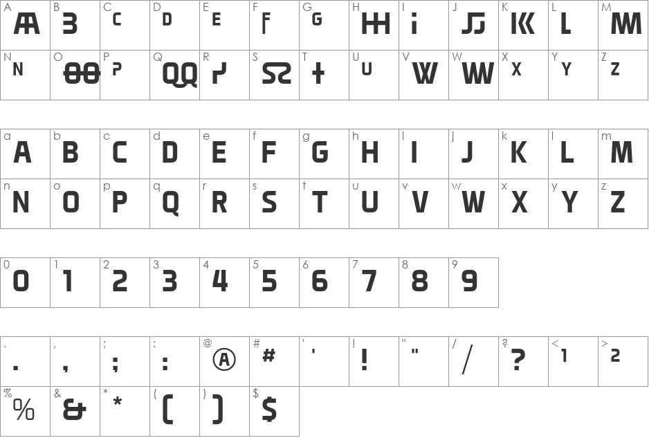 Eg font character map preview