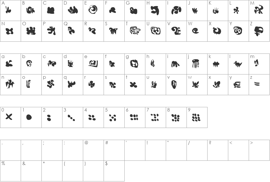 Egg font character map preview
