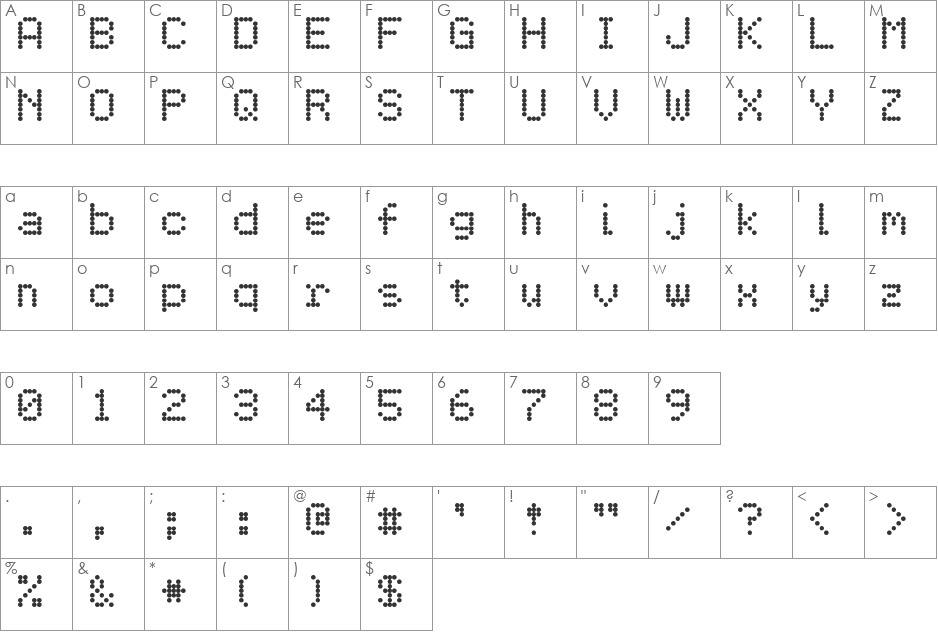 Eggcrate font character map preview