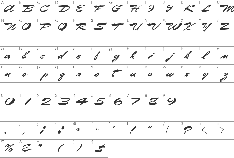 EggShell61 font character map preview