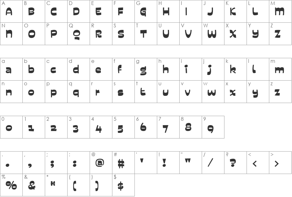 Eggwhite font character map preview