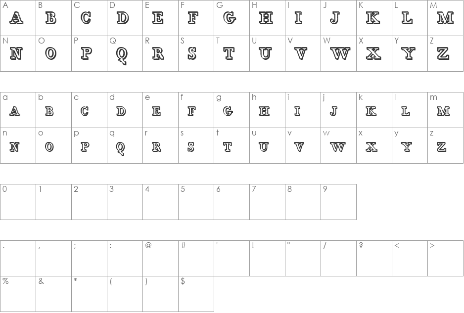 Egidia font character map preview