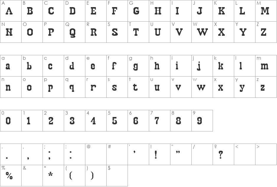 Egipet font character map preview