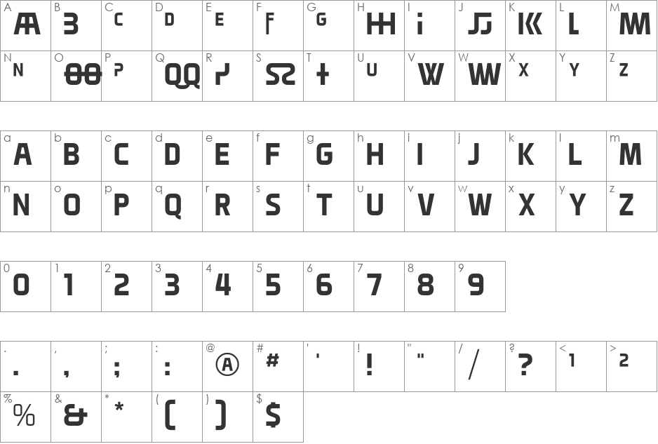 Ego font character map preview