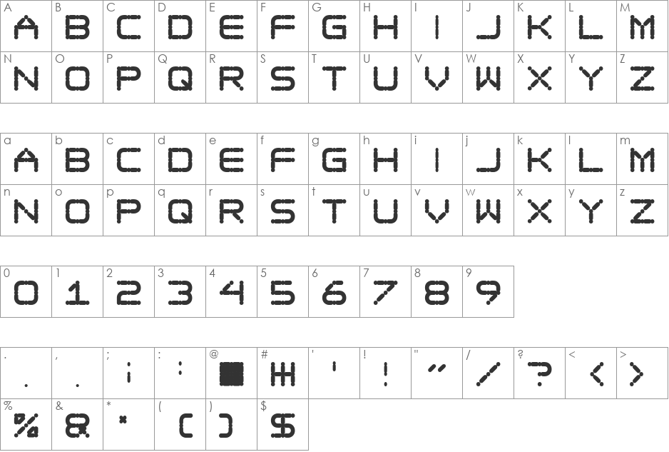 Ego trip Skew font character map preview