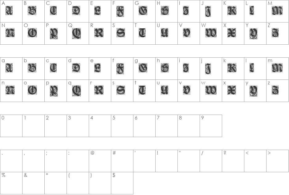 Ehmcke-Schwabacher Initialen font character map preview