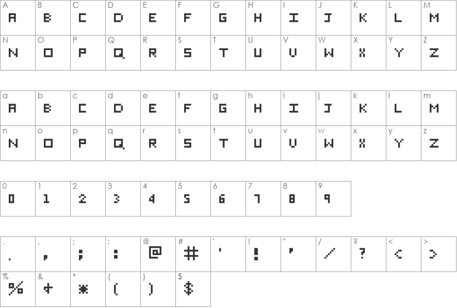Eichante font character map preview