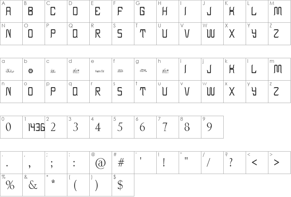 EID AL-FITR 1 font character map preview
