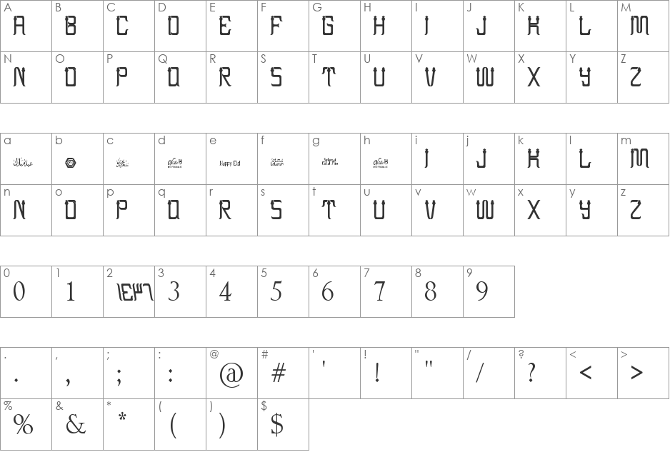 EID AL-FITR 2 font character map preview