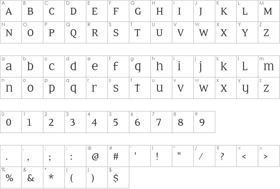 EideticNeoOmni font character map preview