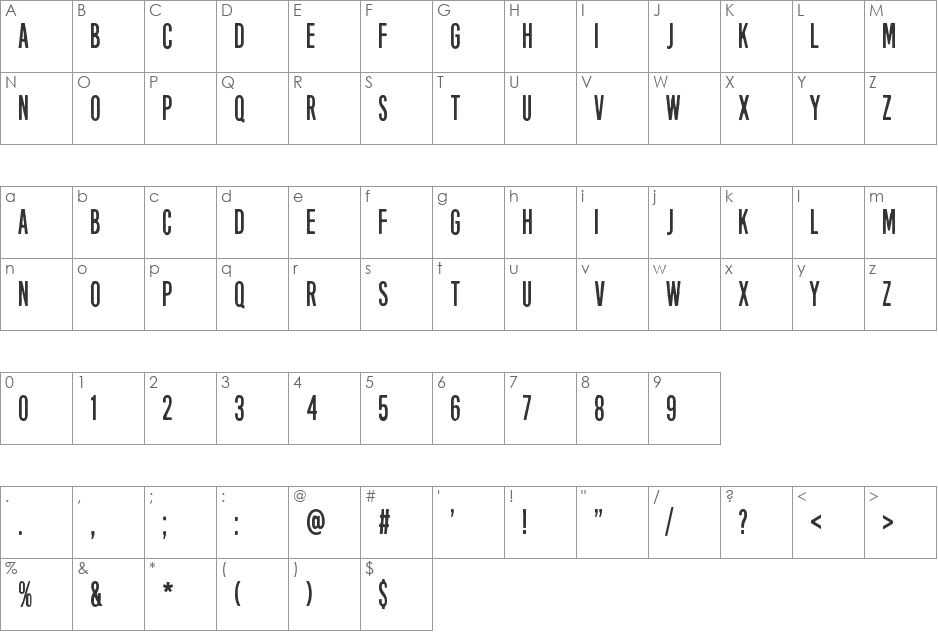 Eight Days A Week font character map preview