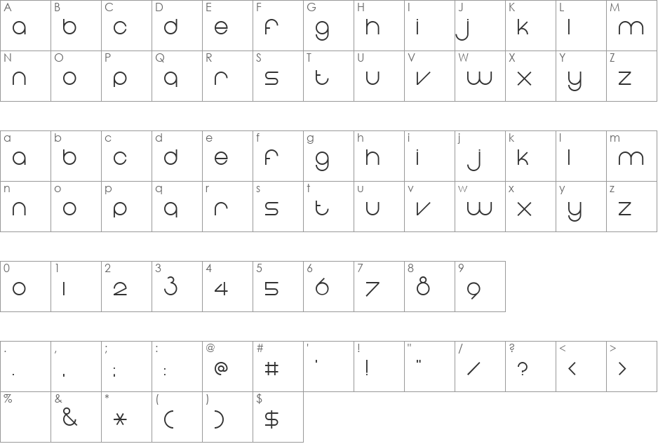 Eight One font character map preview