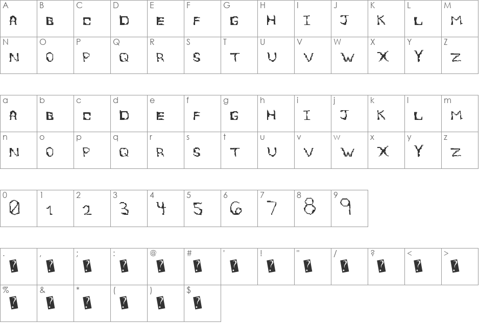 EightBite font character map preview