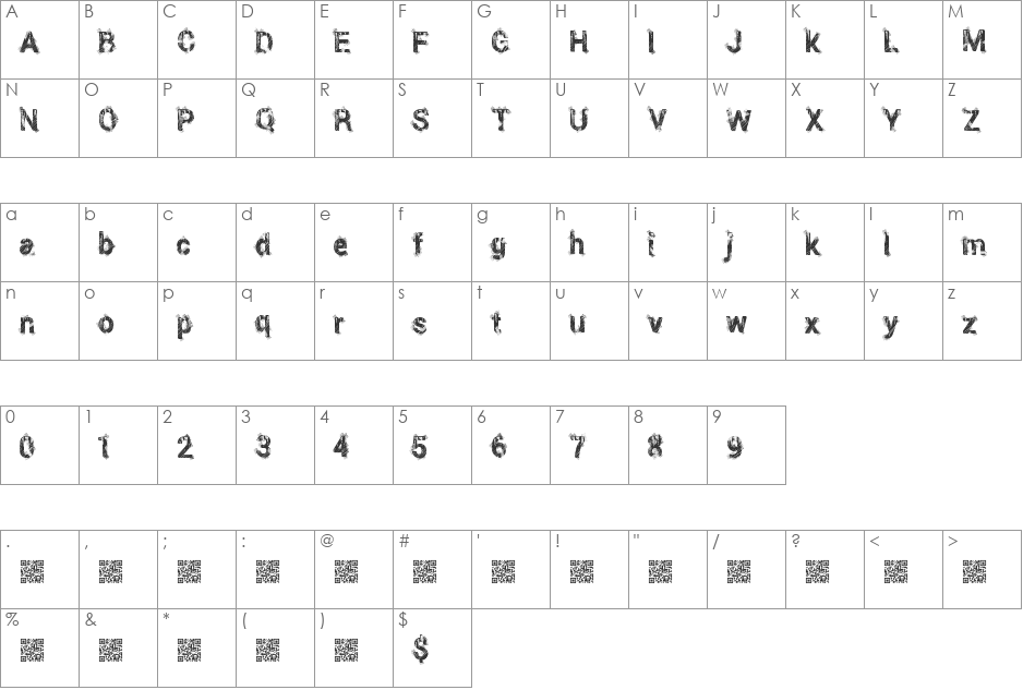 EightiesLocker font character map preview