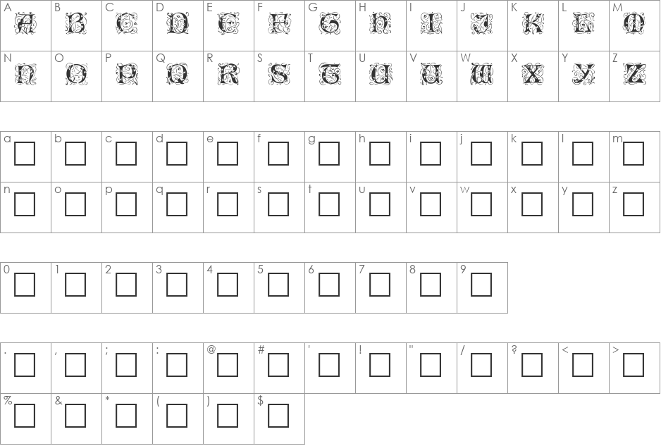 Eileen font character map preview