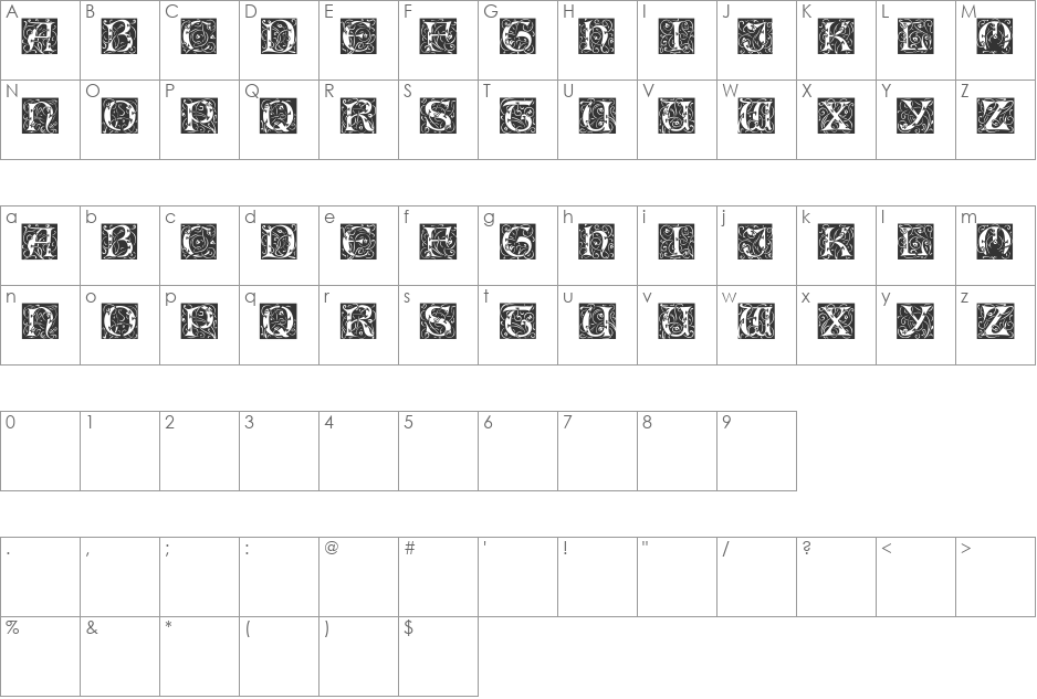 Eileen font character map preview