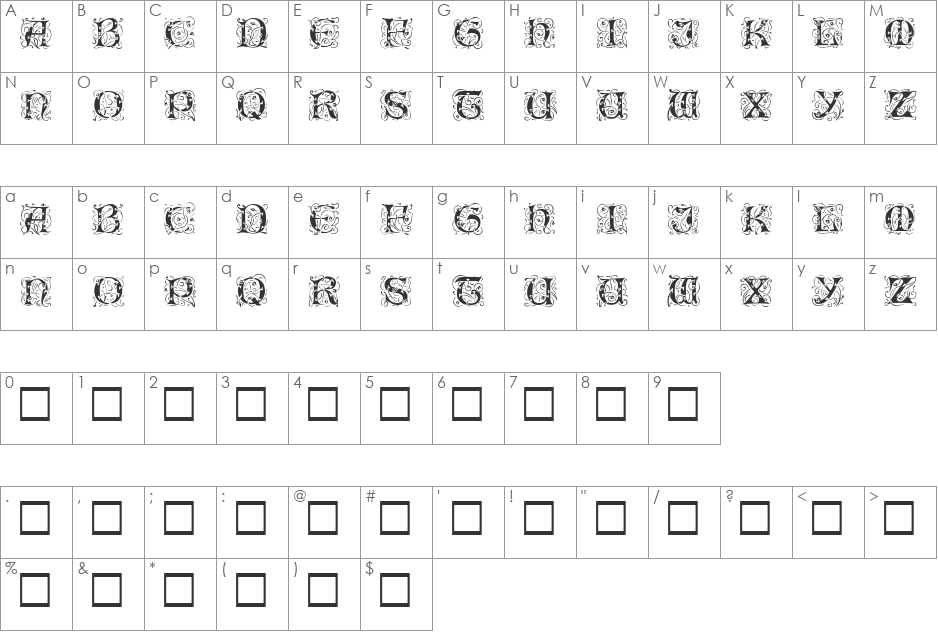 Eileen Caps Black font character map preview
