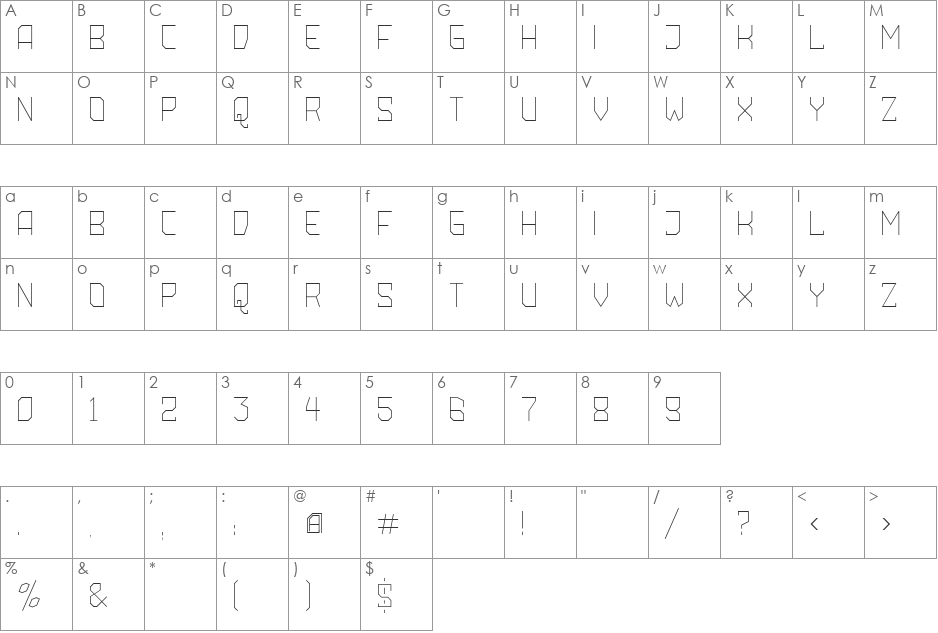 Amboss font character map preview