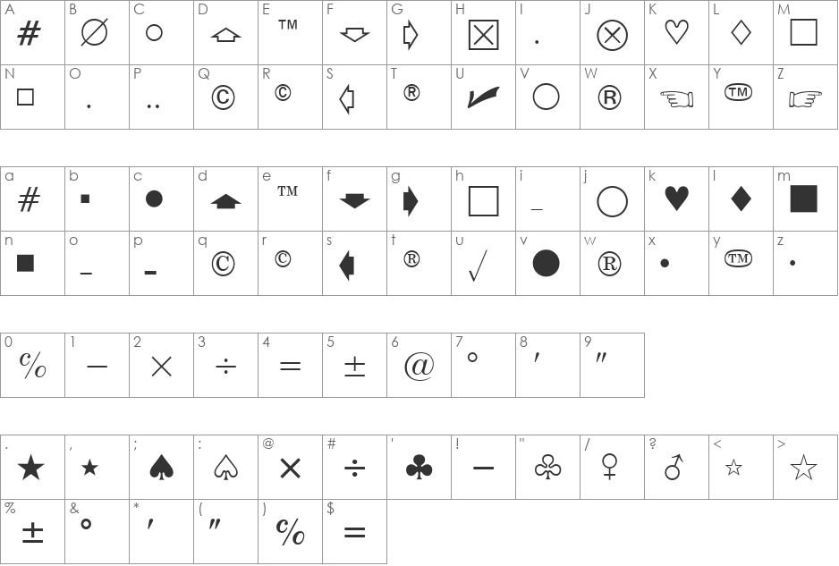 Eisago News SSi font character map preview