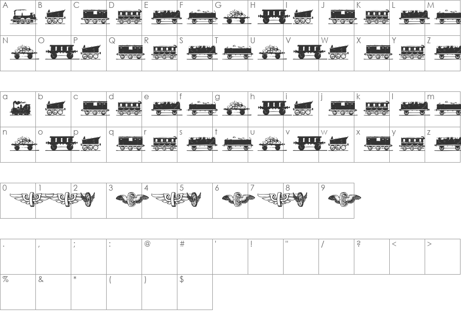 Eisenbahn font character map preview
